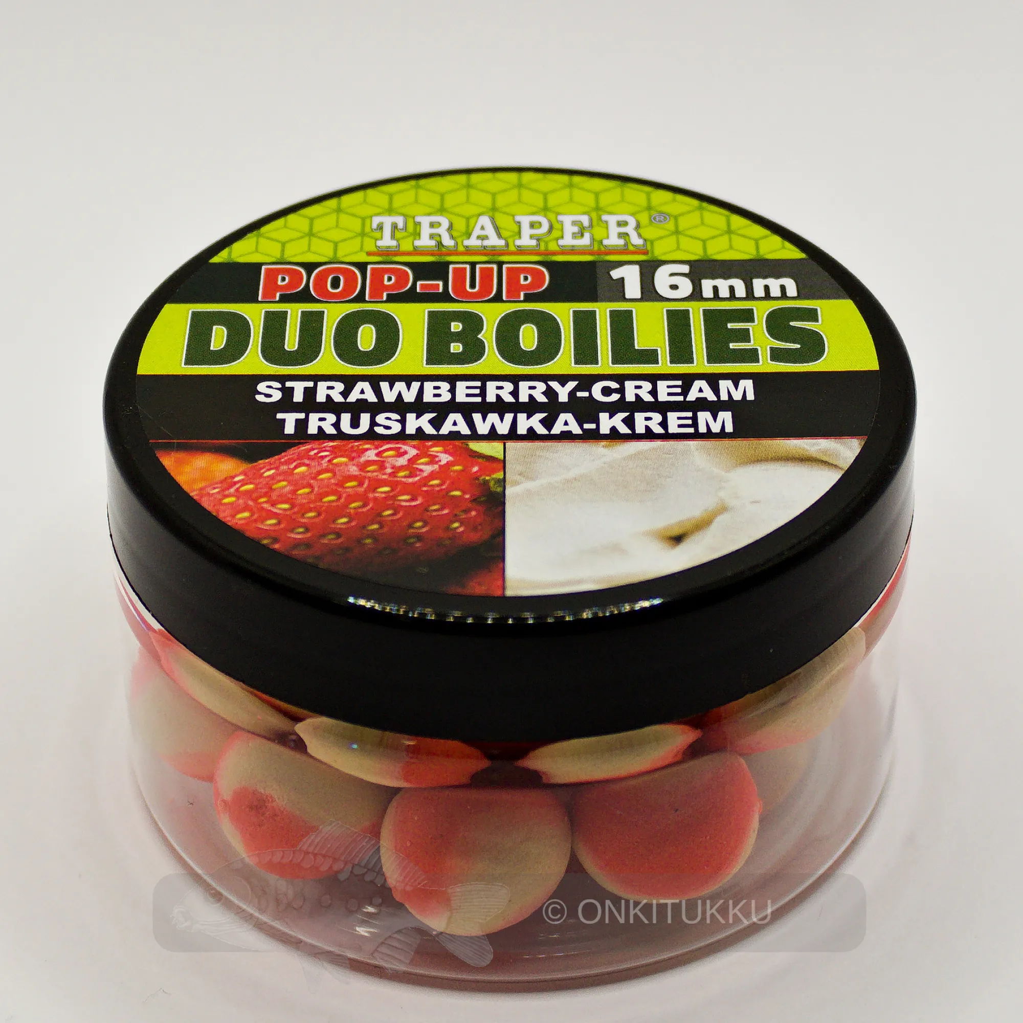Best Traper Pop-up Duo Boilies Strawberry/Cream, mansikka/kerma 16mm 40g