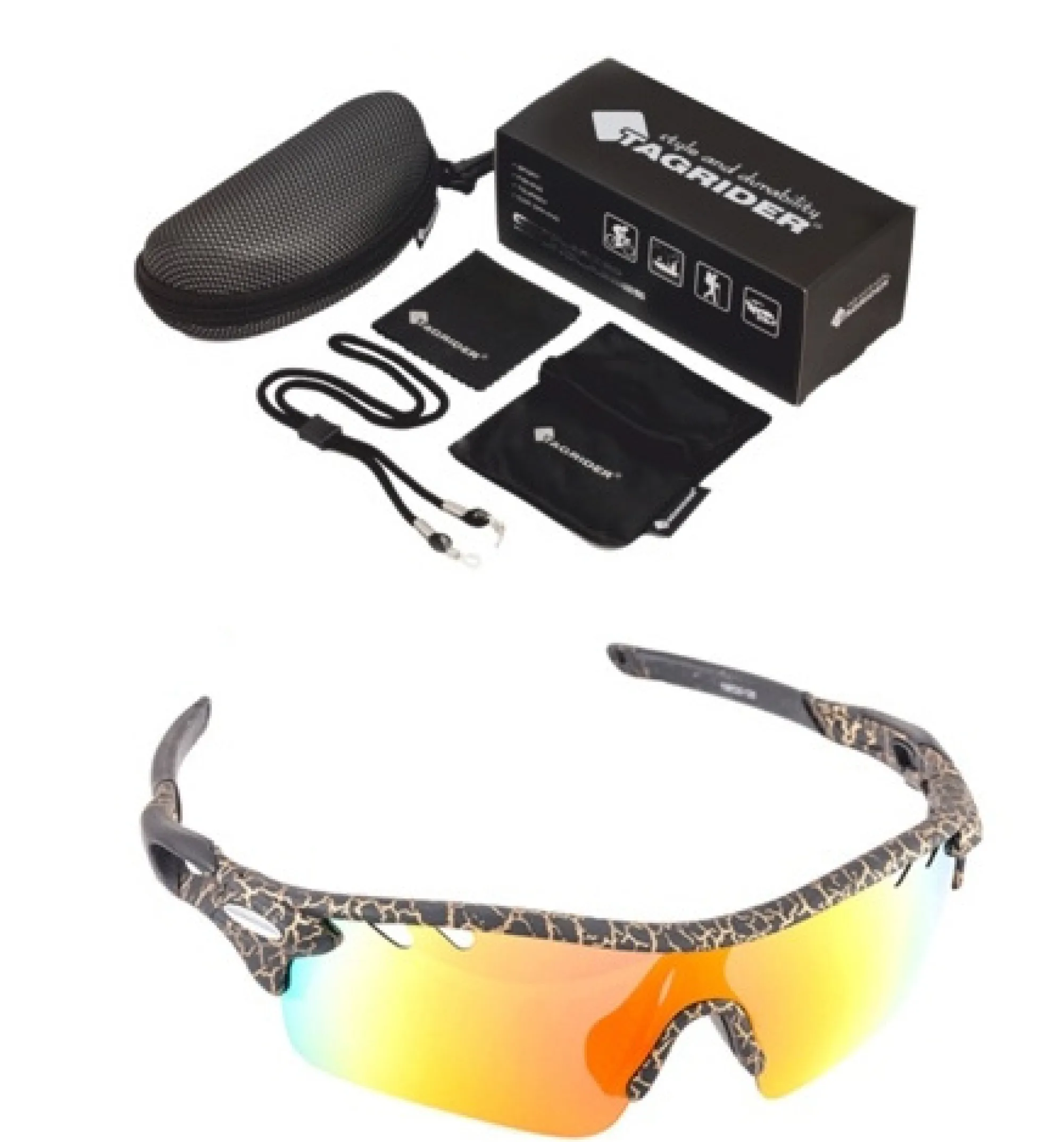 Outlet Onkitukku Tagrider Sporttiaurinkolasit Leopardikuvioinen/Punainen