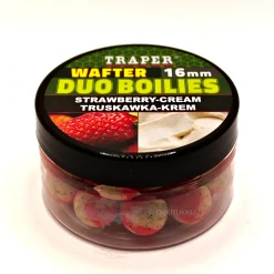 Clearance Traper Wafter Duo Boilies Strawberry/Cream, mansikka/kerma 16mm 40g