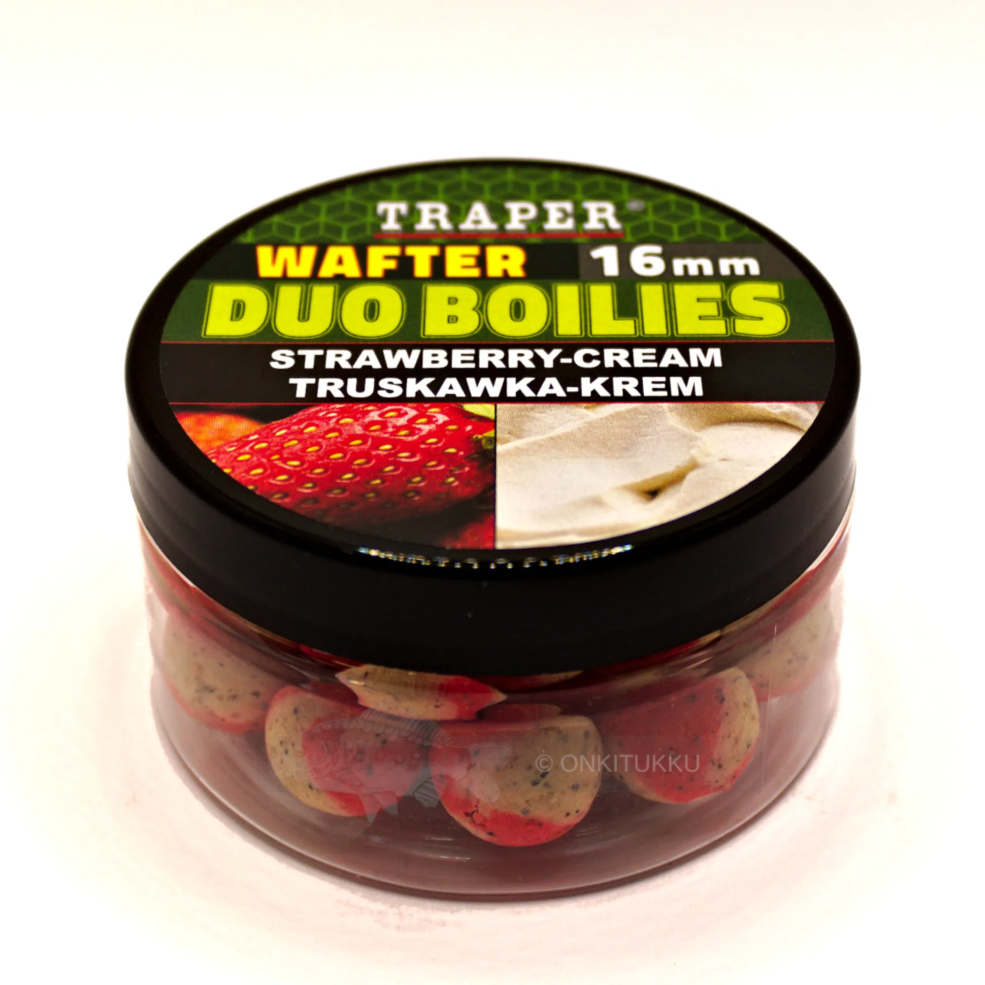 Clearance Traper Wafter Duo Boilies Strawberry/Cream, mansikka/kerma 16mm 40g